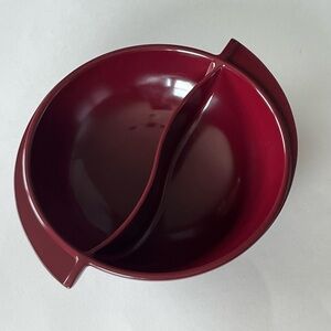 VTG Boonton-Ware winged melamine divided bowl #605 inch burgundy-red, melmac